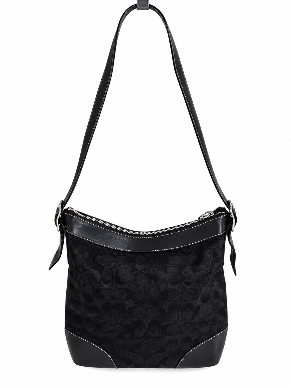 Coach Chelsea 6346 Black Signature Jacquard Leather Hobo Shoulder Bag